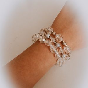 Crystal and Gold Colored Bracelet Set